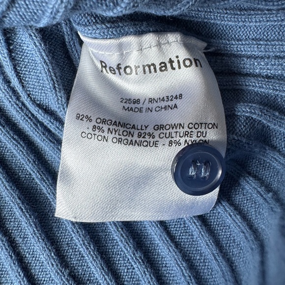 Reformation Blue Ribbed Cropped Cardigan - Picture 4 of 5
